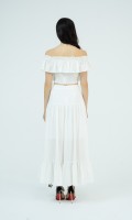 G-White Woven Top and Skirt Set